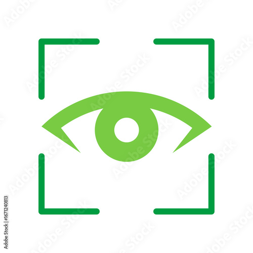 Eye Scanning Icon Vector Illustration Green Version