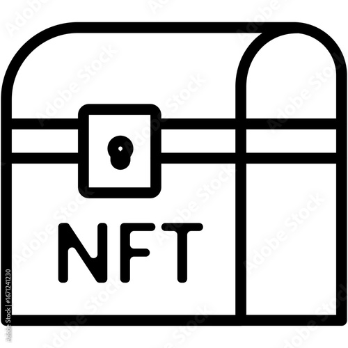 NFT Treasure Chest Line Icon of NFT utilities (tickets, identity, gaming assets) Icon Set