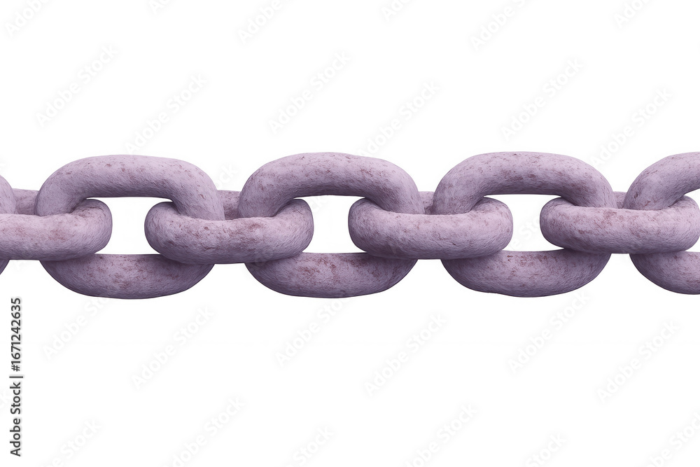 Obraz premium Seamlessly looping 3d animation featuring a vibrant purple chain interlinking strong metal links against a transparent background