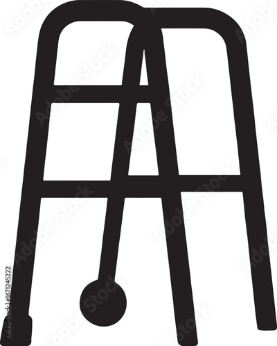 Walker silhouette vector EPS, mobility aid design for senior, rehabilitation, and healthcare use.