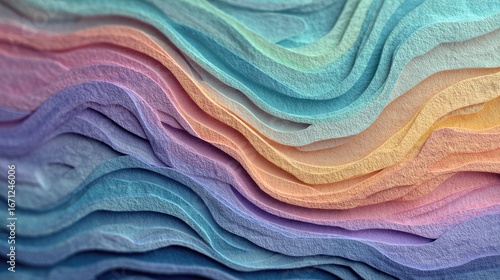 Abstract layered wavy patterns in pastel colors