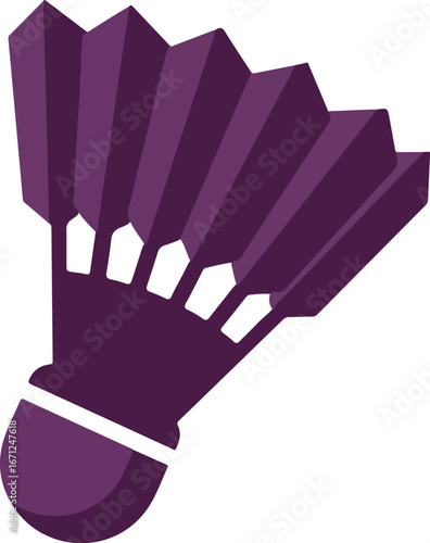 Purple shuttlecock on white background, ideal for sporting event promotions, badminton tournament flyers, sports blog illustrations, and active lifestyle designs.