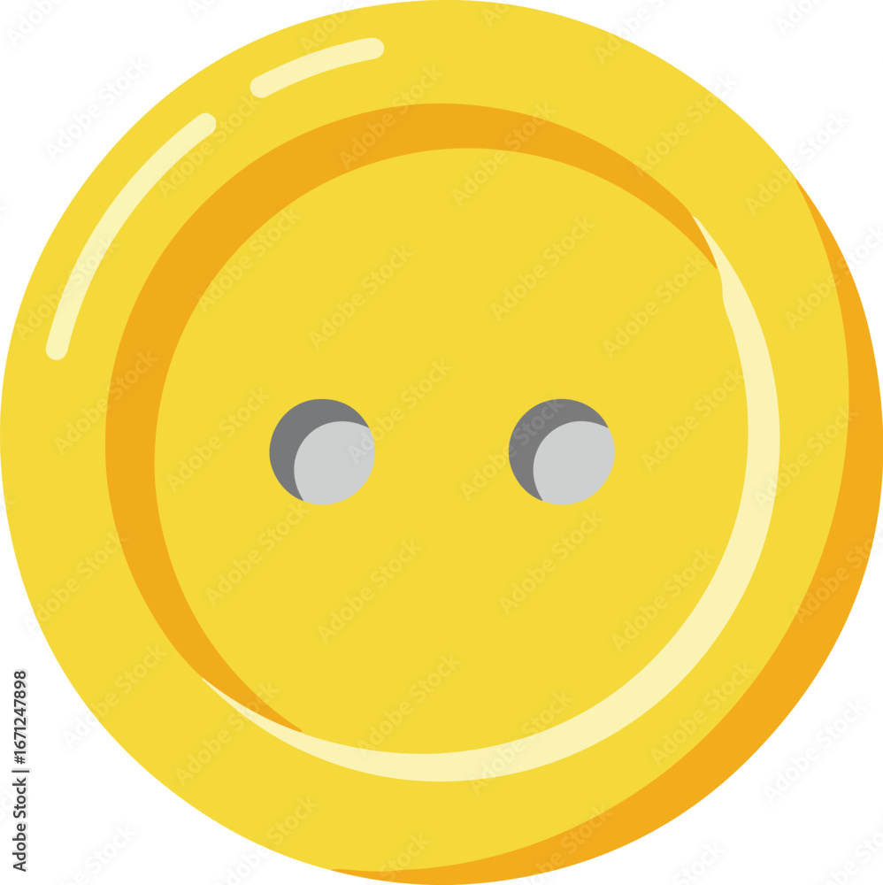 Fototapeta premium Yellow cartoon button perfect for craft projects. Ideal for sewing enthusiasts, diy projects, clothing design, and childrens educational materials.