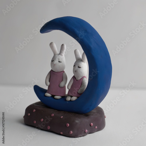 Chuseok Moon Rabbit Illustration | Cute Rabbits Making Rice Cake on the Moon