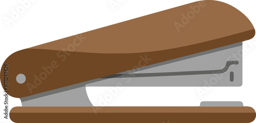 Brown stapler for stapling papers together suitable for office, school, and home usage for keeping papers organized and neat.