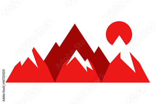 Mountain landscape with sun silhouette vector