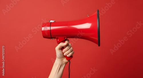 Make your voice heard with this vibrant red megaphone for powerful announcements