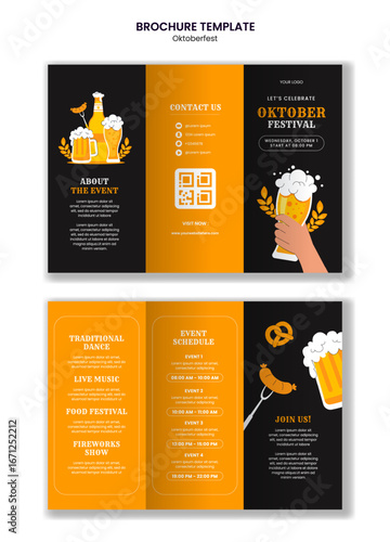 Oktoberfest Festival Social Media Brochure Advertisement Flat Template Background Illustration