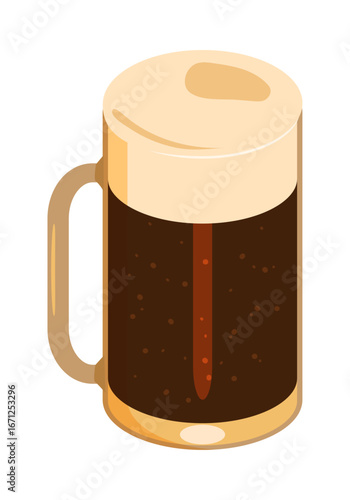 ジョッキに注いだ黒ビールのイラスト　左