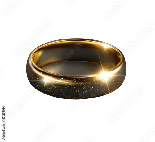 Golden ring, glossy finish, sparkling highlights