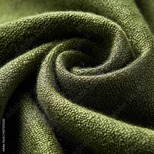 Close-up of olive green fabric with texture