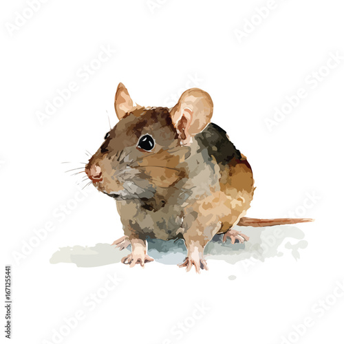 Watercolor Style House Mouse Portrait Curious Gaze