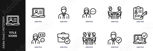 Job Interview Process Line Icon Set