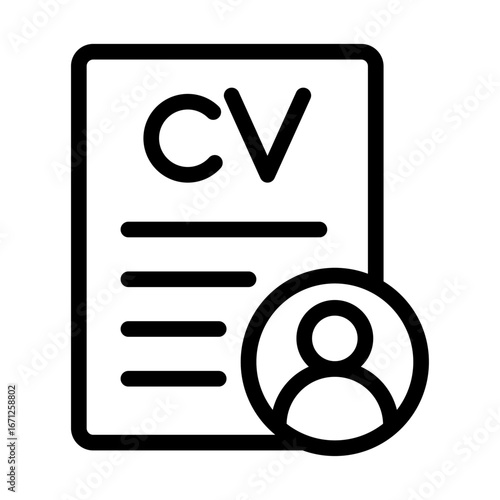 CV Document Line Icon of Resume and Portfolio Icon Set