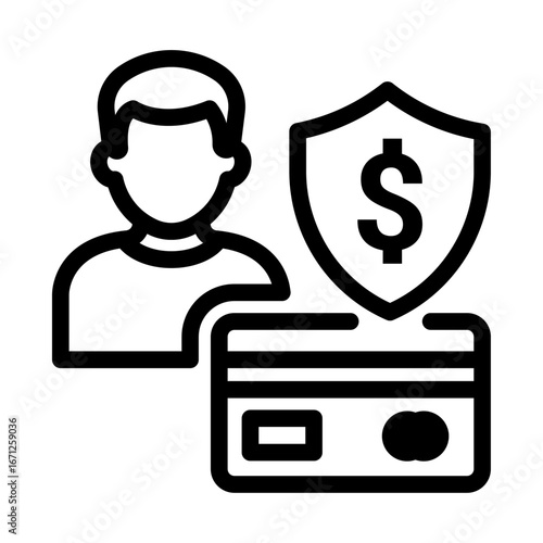 Secured Credit Payment Line Icon of Debt Management Icon Set