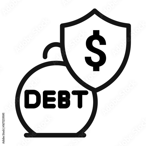 Protected Debt Line Icon of Debt Management Icon Set