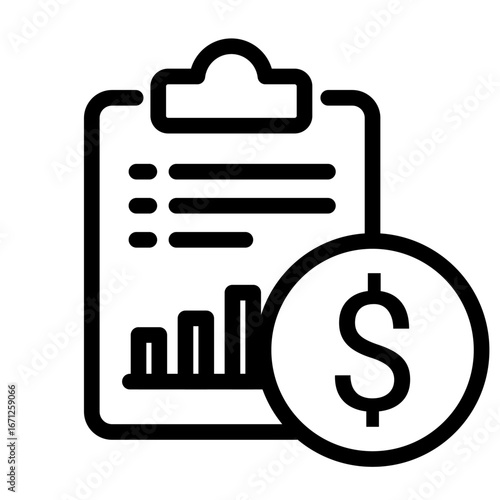 Financial Report Line Icon of Debt Management Icon Set