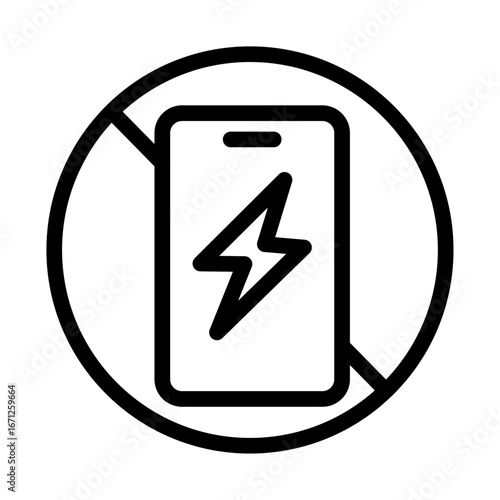 Device Charging Pause Line Icon of Digital Detox and Screen Time Management Icon Set