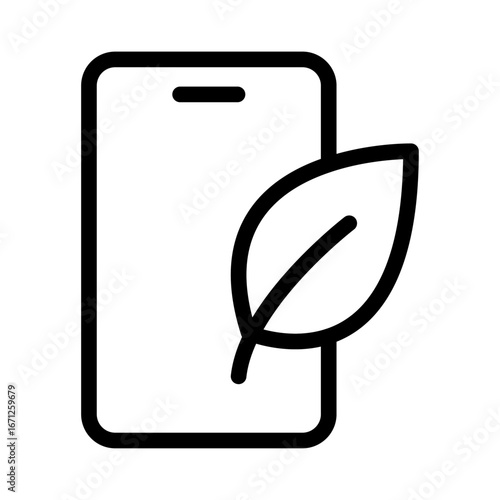 Eco Mode Line Icon of Digital Detox and Screen Time Management Icon Set