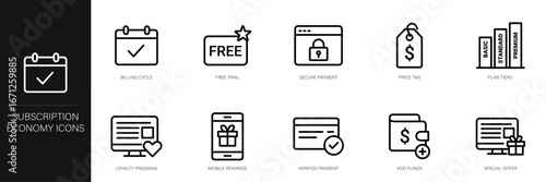 Subscription Economy Line Icon Set