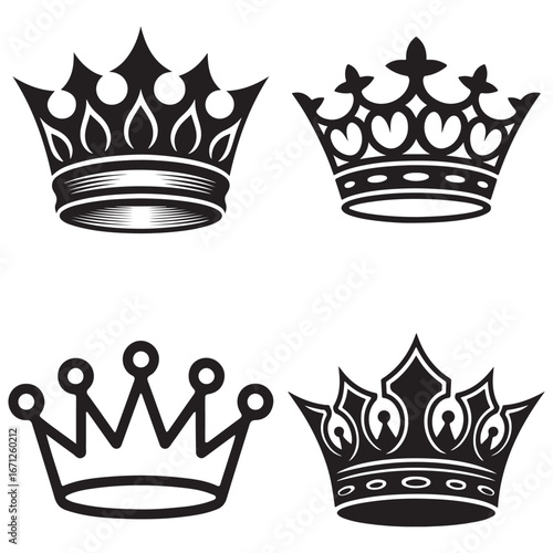 A luxurious set of vintage royal crown icons and heraldic vector symbols