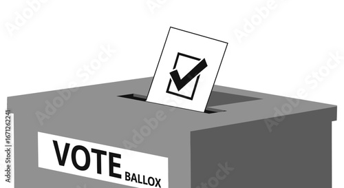 Vote Box with Ballot and Check Mark Illustration
