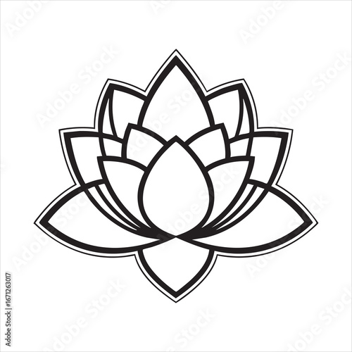 Vector art of elegant lotus flower illustration, a symbol of purity, enlightenment, and spiritual awakening in natures serene embrace