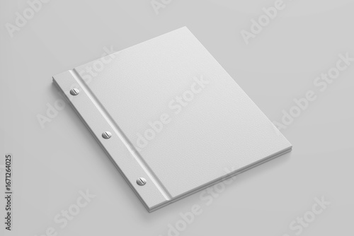 clean leather hard cover blank restaurant eatery screw post binding menu gueast book vertical letter size mockup design template isolated 3d render illustration