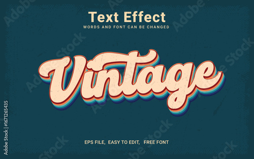 Editable Vintage Script Text Effect Vector Graphic