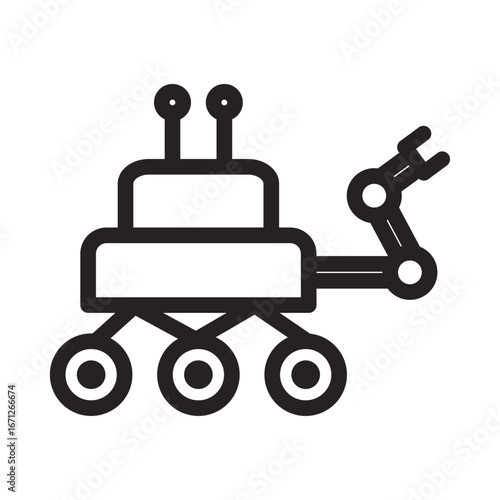 Mars Rover Line Icon of Space Exploration Icon Set