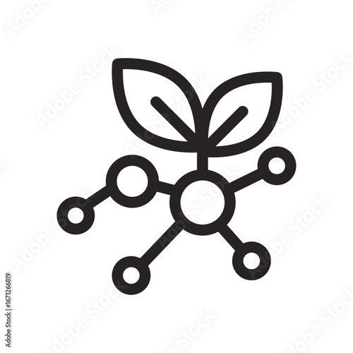 Bio-based Molecule Line Icon of Renewable Material Science Icon Set