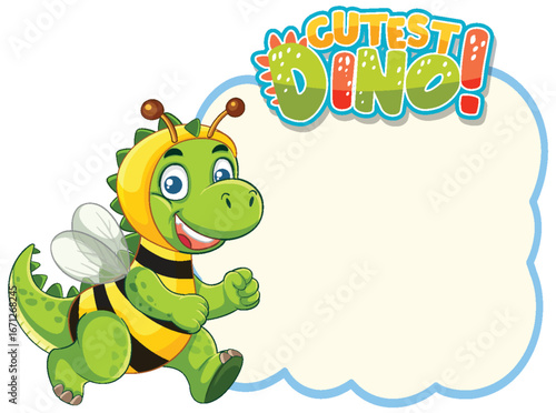 Adorable Dinosaur in Bee Costume Illustration