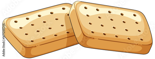 Two Shortbread Biscuits with Golden Brown Texture