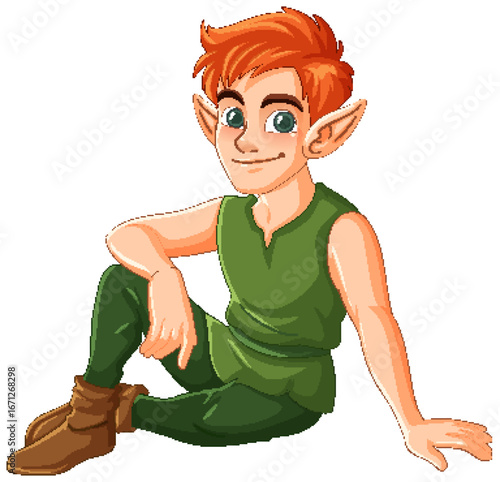 Charming Elf Character in Vibrant Vector Style