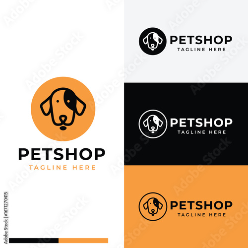 Cute head of dog logo symbol icon flat stock vector design