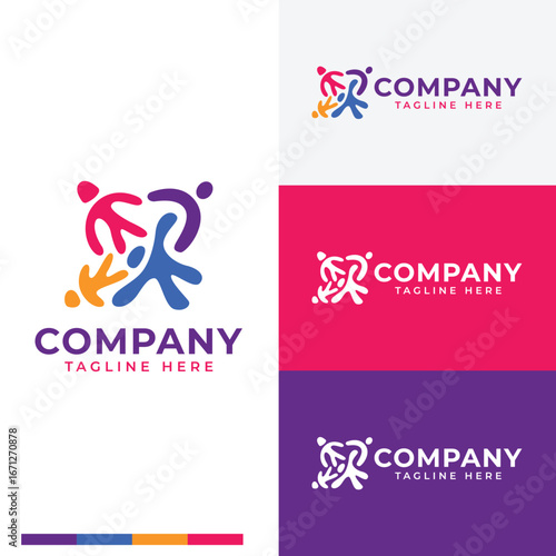 Abstract family logo symbol icon flat stock vector design