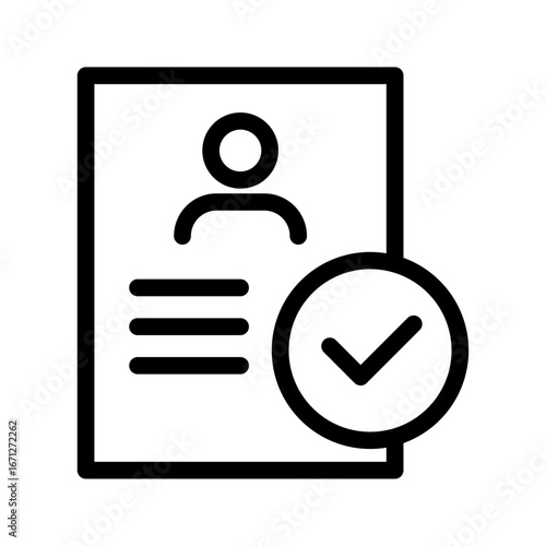 Verified ID Document Line Icon of Legal Document Verification Icon Set