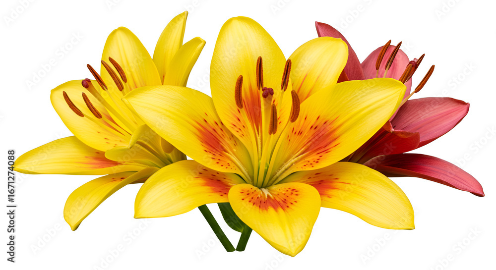 Obraz premium A Beautiful yellow lily flower blooming with vibrant orange petals
