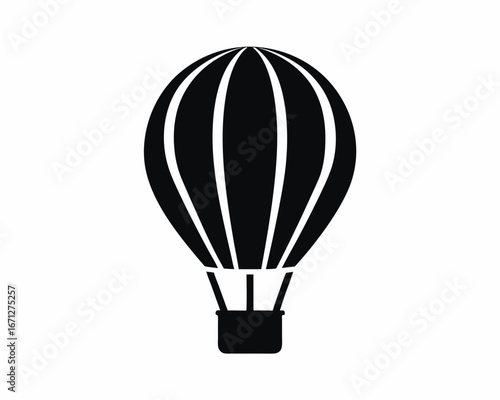 Hot air balloon flying icon and logo  silhouette illustration