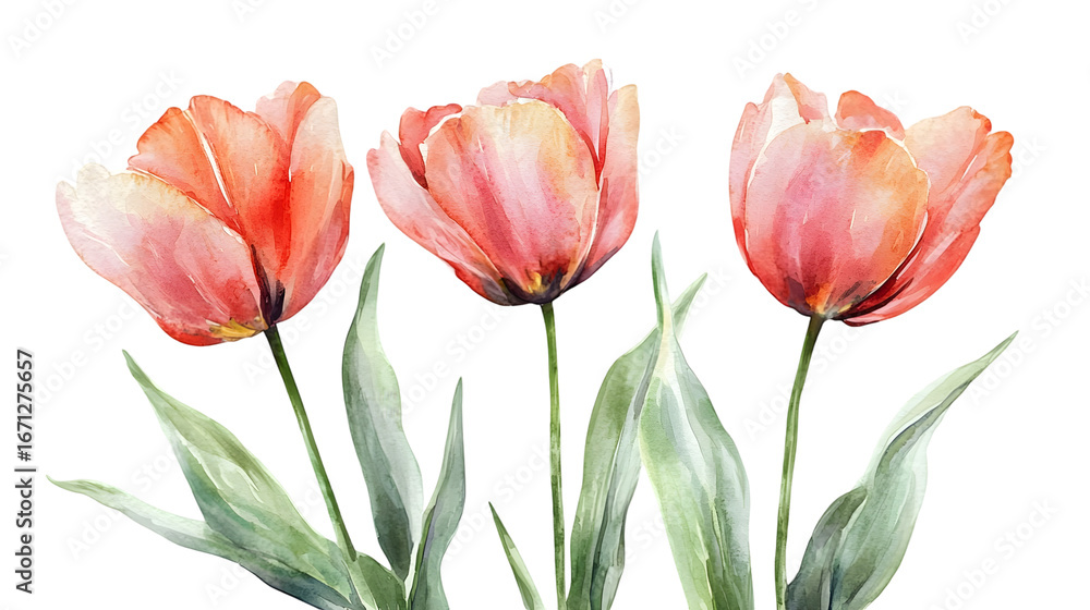 Fototapeta premium Watercolor spring flowers collection, Spring florals isolated on a transparent background