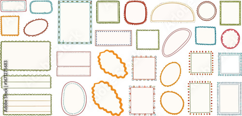 Collection of colorful hand drawn doodle frames borders vector illustration