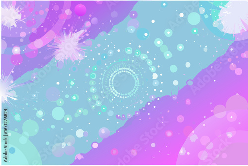 Colorful abstract background with swirling shapes and patterns in pastel hues