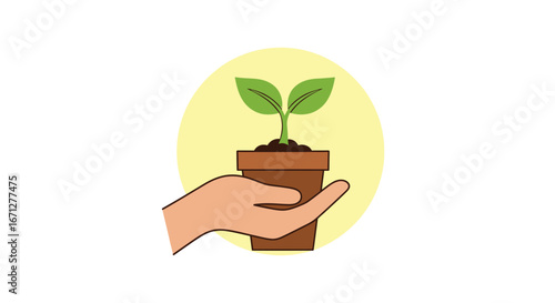 Hand Holding Potted Plant Sprout