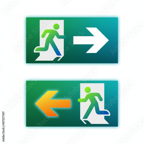 Emergency Exit Signs Directional Indicators for Safety and Evacuation