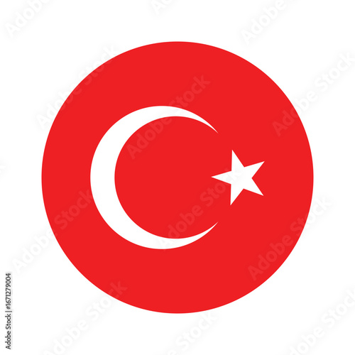 turkey rounded flag icon. flag of turkey vector design. vector illustration and transparent PNG.