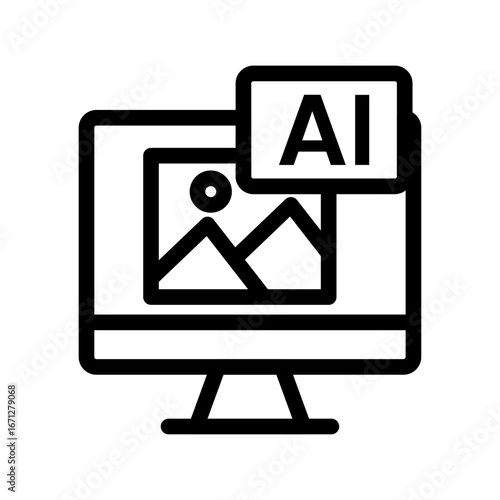 AI Design Preview Line Icon of AI-powered Design Tools Icon Set