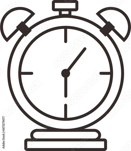 Outline Illustration of Alarm Clock Icon
