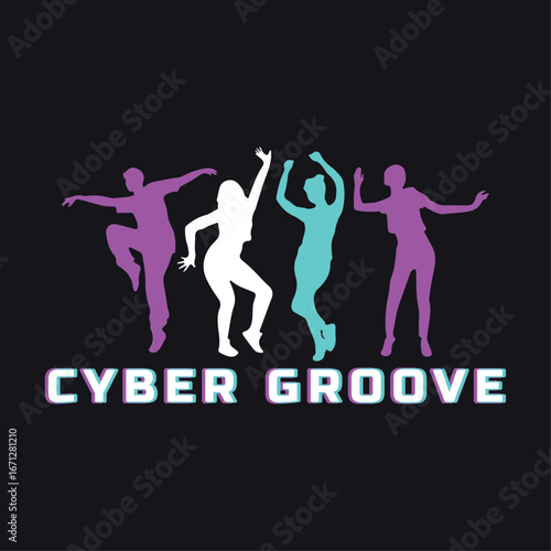 Cyber Groove Bold Neon Typography for T-shirt