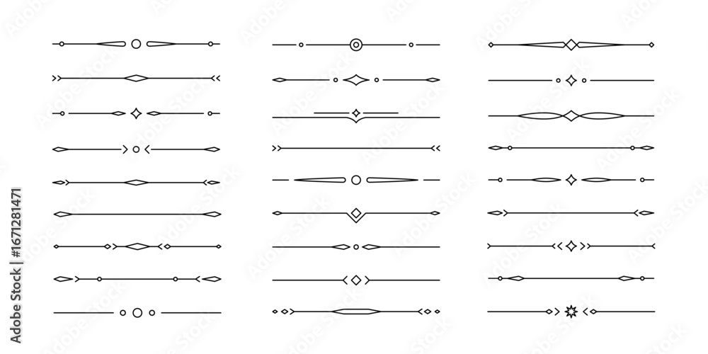 Naklejka premium Collection of decorative line dividers with editable stroke