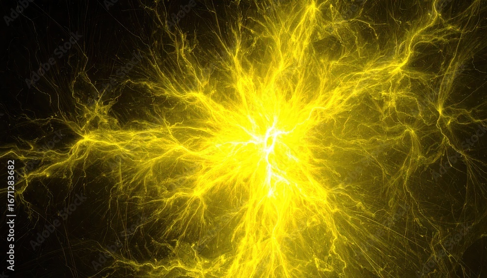 Obraz premium Abstract glowing energy burst with bright yellow light streaks